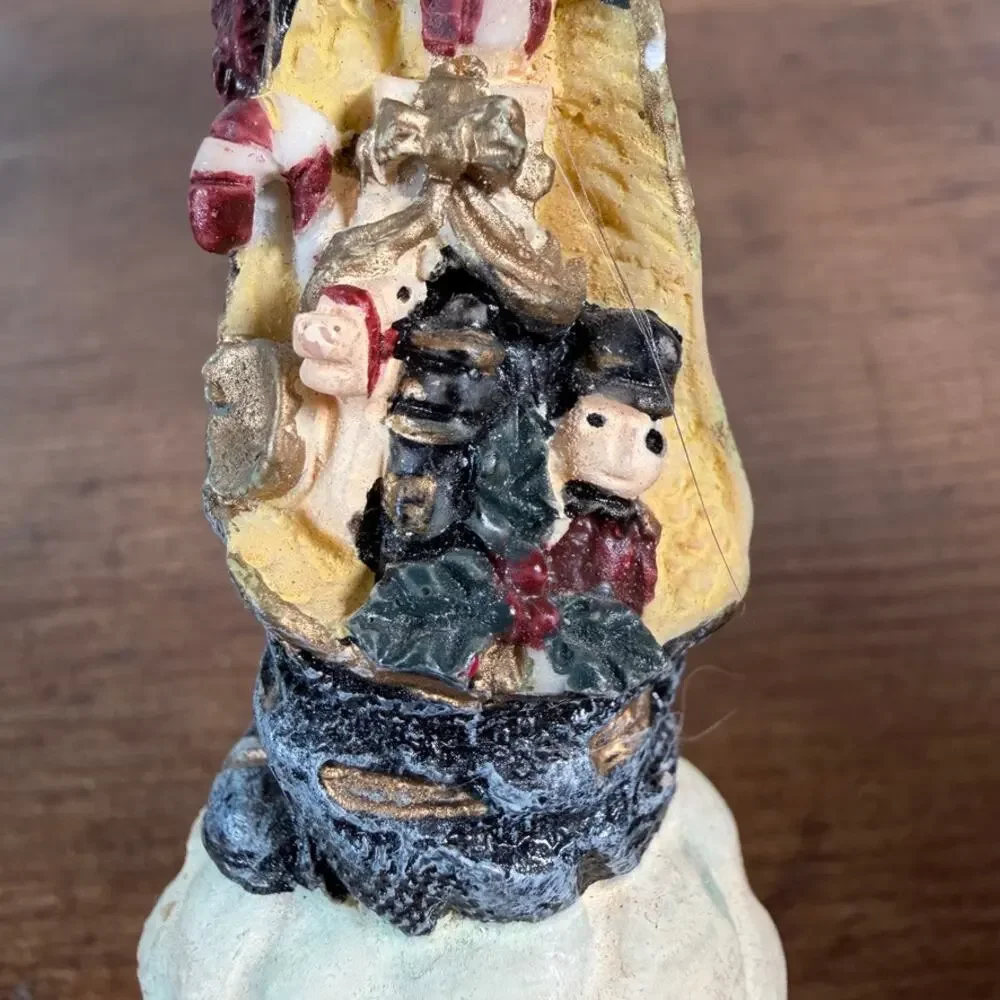 Vintage 1990s Pencil Santa Claus Resin Figurine With Toy Bag
